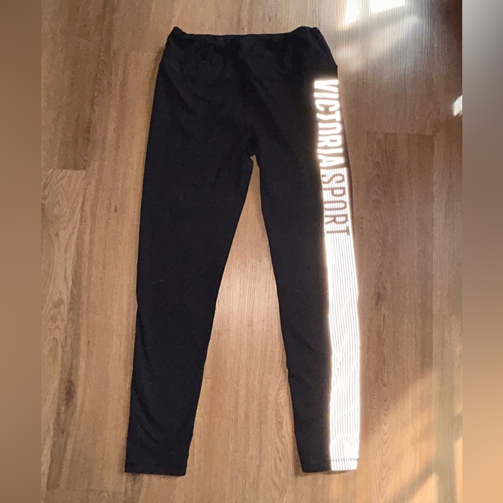 Victoria's Sport Black Leggings with Reflective Side Logo